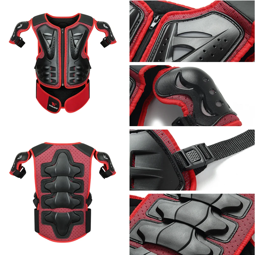 WOSAWE Kids Protective Motorcycle Armor Adjustable Snowboard Skateboarding Ski Roller Sports Body Protection MTB Protect Jackets