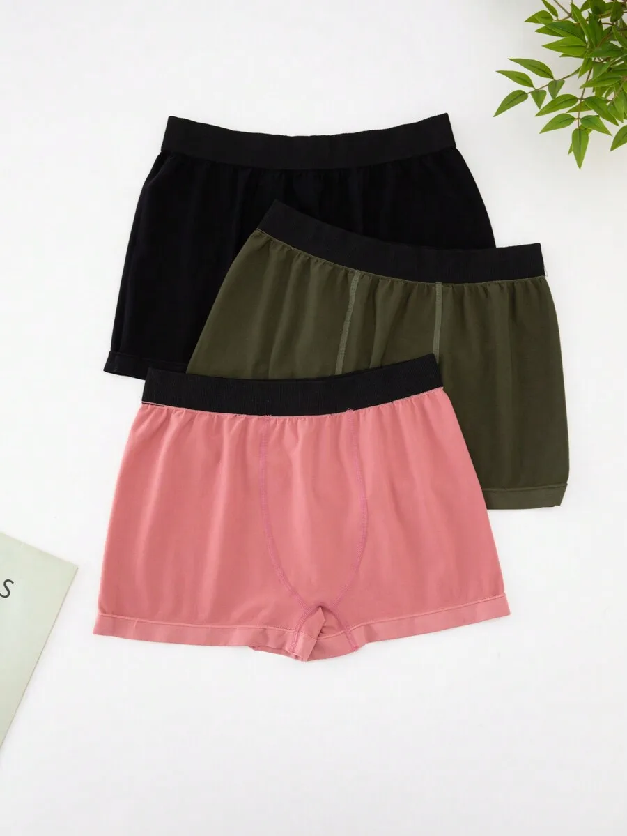 

Mens 3pcs Sport Boxer Briefs Solid Color Comfortable Underwear