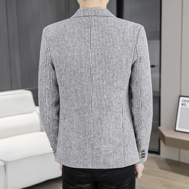 سترة رجالية عصرية غير رسمية للأعمال شهم في الهواء الطلق بلون سادة مأدبة متعددة الاستخدامات والتخسيس النسخة الكورية #4