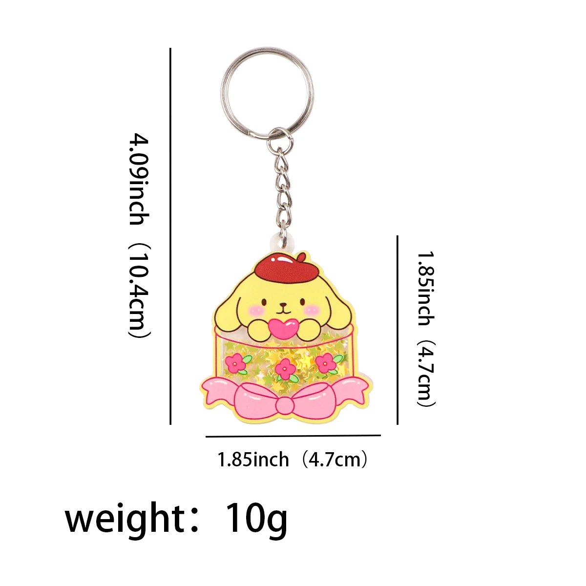 Japanese Cartoon Yellow Dog Acrylic Keychain for Motorcycles Women Girls Key Fobs Holder Pendants Metal Key Ring Accessories