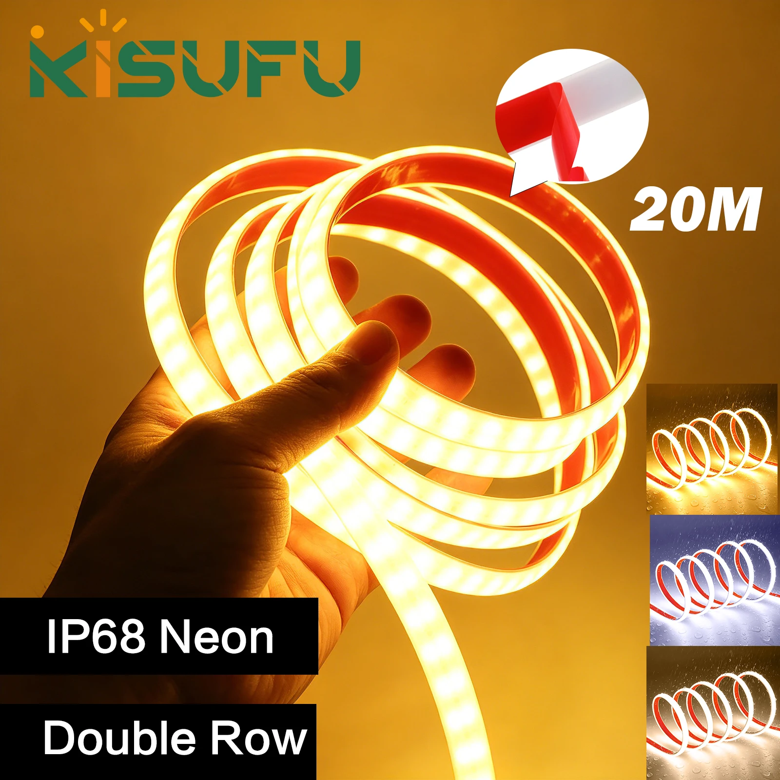 12V 24V IP68 Waterproof LED Strip 2835 240LEDs/m High Bright Double Row White Natural Warm Outdoor Home Lighting 20M 15M 10M 5M