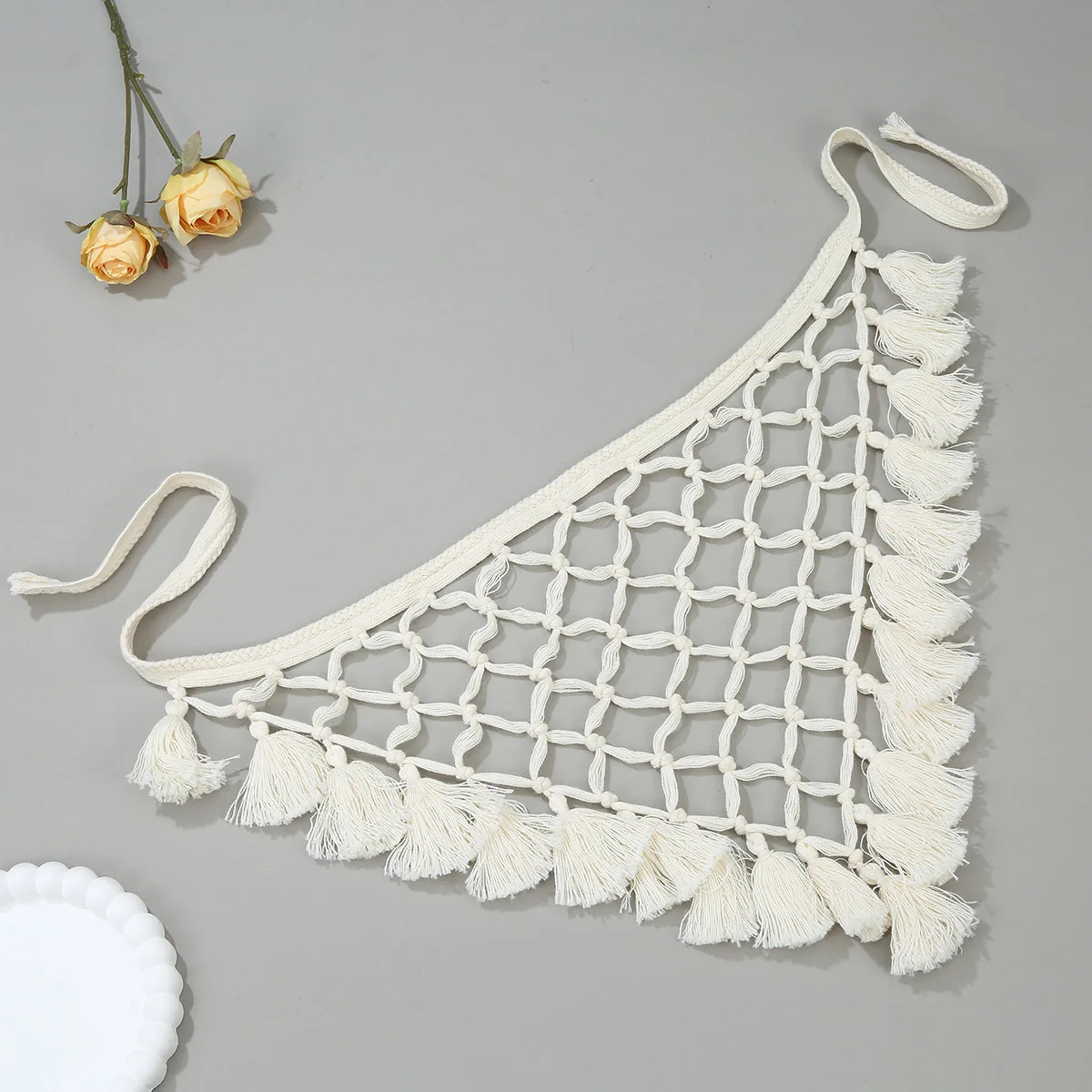 

Summer Handwoven Hollow Headdress Headscarf Women's Crochet Ethnic Style Fringed Strap Headband