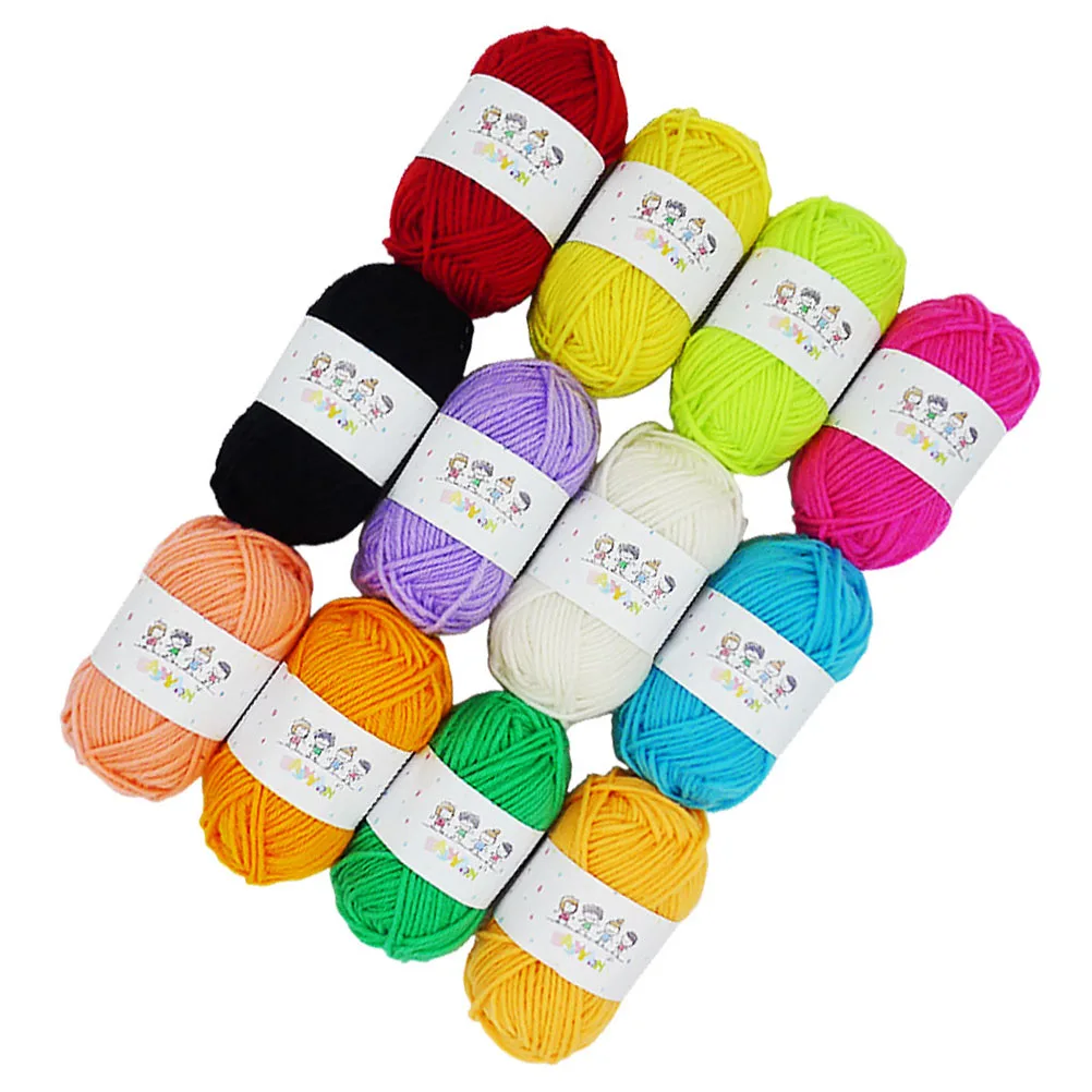 

Colorful Polyester Wool Yarn Thick 4 Strand Hand Knitting Supplies Scarves Hats Crafts Coasters Pencil Boxes Family for Baby