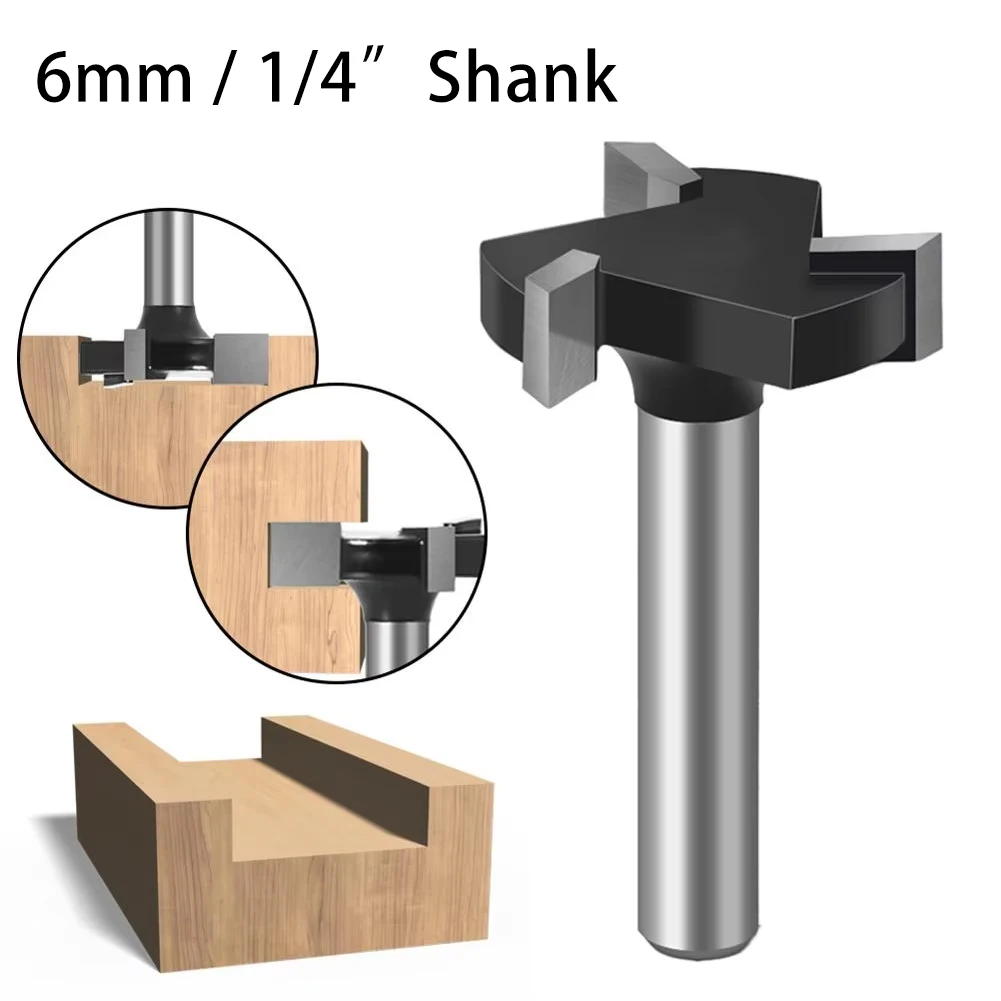 

6mm 1/4" Shank 3 Flute T Slot Router Bit Woodworking Grooving Milling Cutter For T Slotting And Joinery Processing