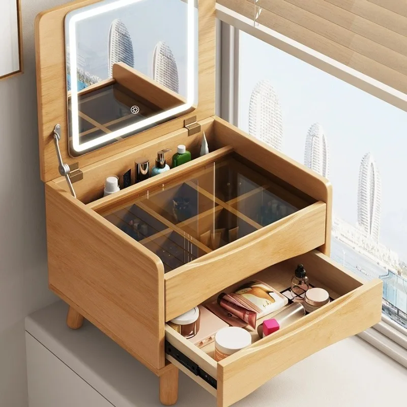 Bay window dresser light luxury high sense makeup simple solid wood integration