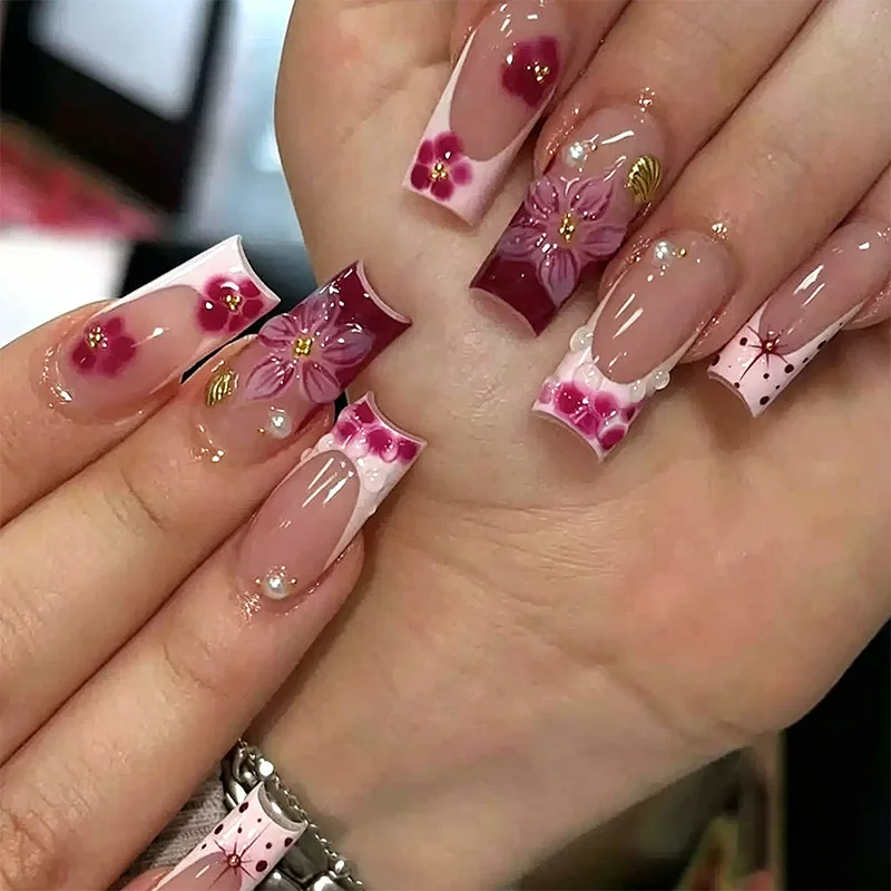 

Wearing Armor 3D Stereo Flower Water Pipe Nail Art Nail Pieces Wearing Nail Pieces Fake Nail
