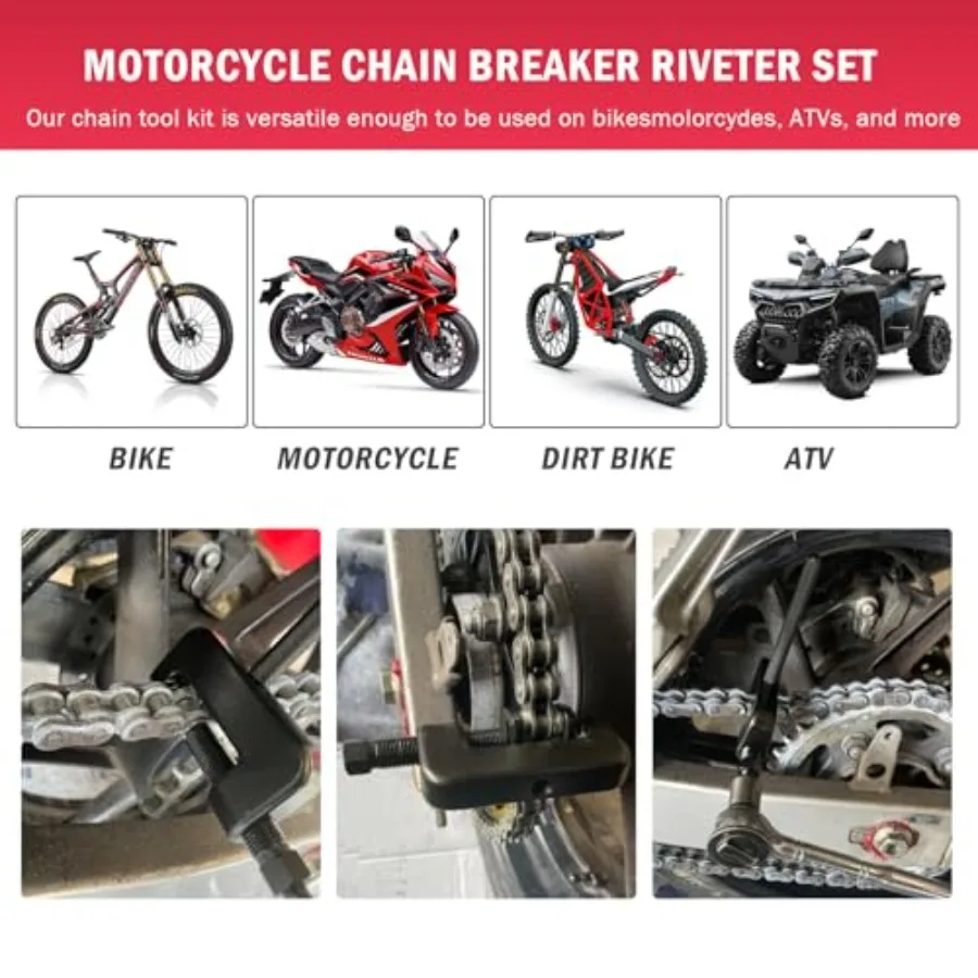 13piece Motorcycle Chain Breaker and Riveting Repair Tool Kit for Professional Chain Maintenance and Quick Fix in Offroad Ridin