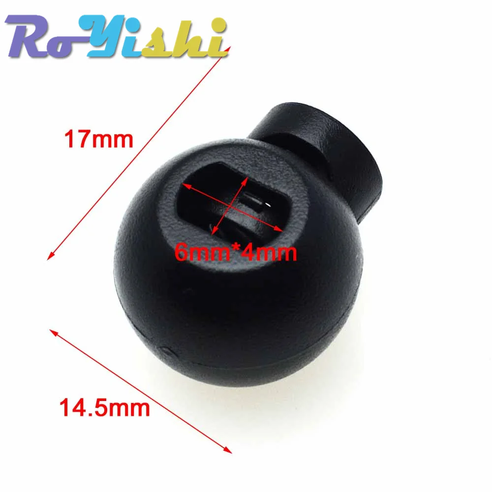 10 Pcs/Pack Cord Lock Round Ball Toggle Stopper Plastic Size:17mm*14.5mm*12mm Toggle Clip Black