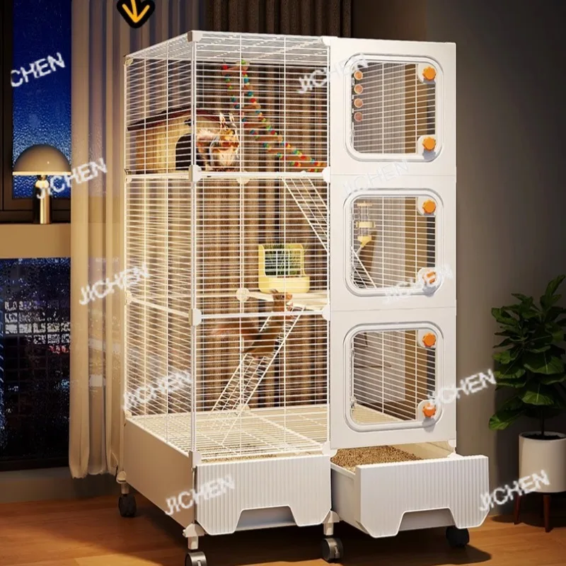 قفص السنجاب السلكي متعدد المستويات من JC، موئل طويل القامة للغاية، قفص فيلا شينشيلا كبير الحجم، منزل لعب الحيوانات الأليفة سهل التنظيف