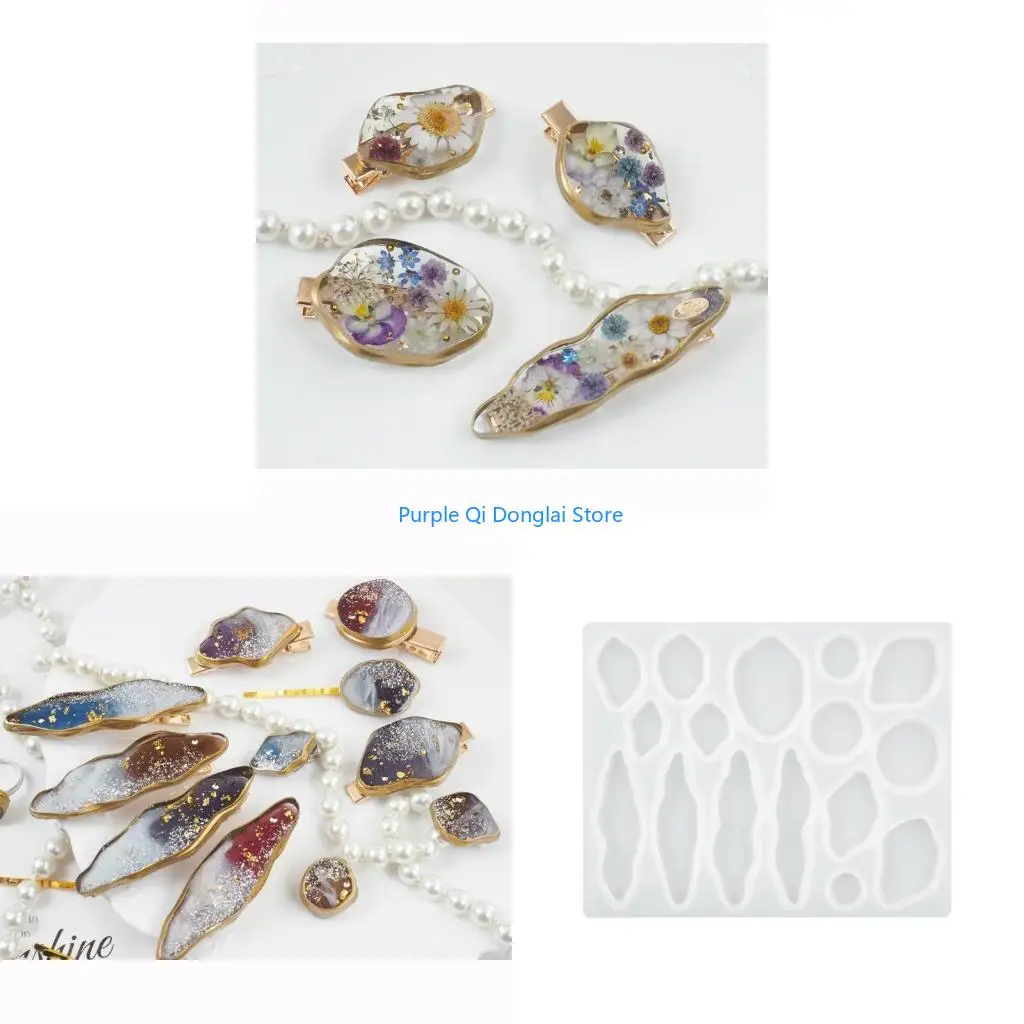 L21E Irregular DIY Hair Clip UV Resin Mold For Handmade Hair Pin Jewelry Accessories