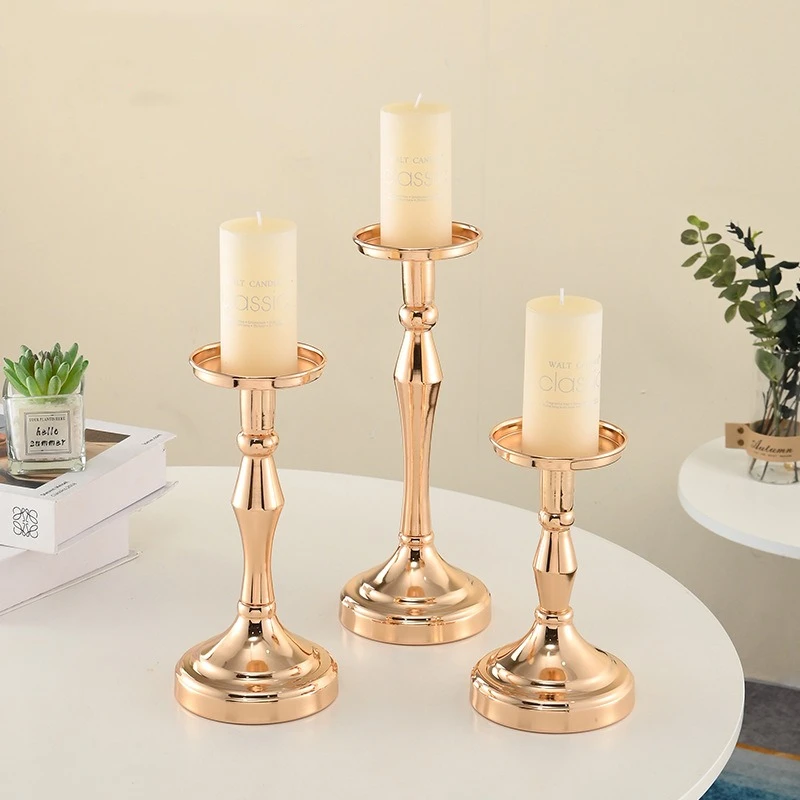 IMUWEN Metal Candle Holder Luxury Candlestick Fashion Wedding Candle Stand Exquisite Candlestick Candelabra Table Home Decor