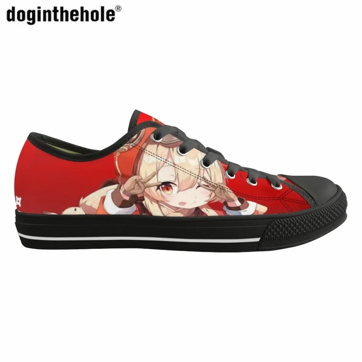 Genshin Impact Print Design Ladies Casual Flat Shoes Anime Design Classic Low Top Canvas Shoes Comfortable Sneaker