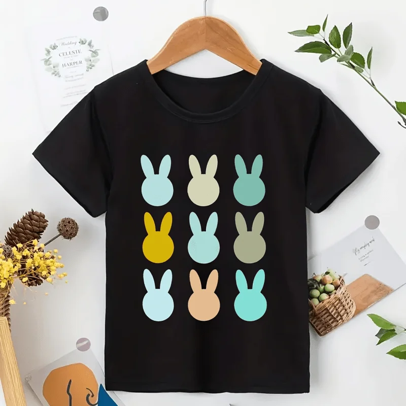 Bebê menina menino 100% algodão camiseta páscoa infantil da criança casual pulôver manga curta coelho moletom roupas de bebê 1-13y