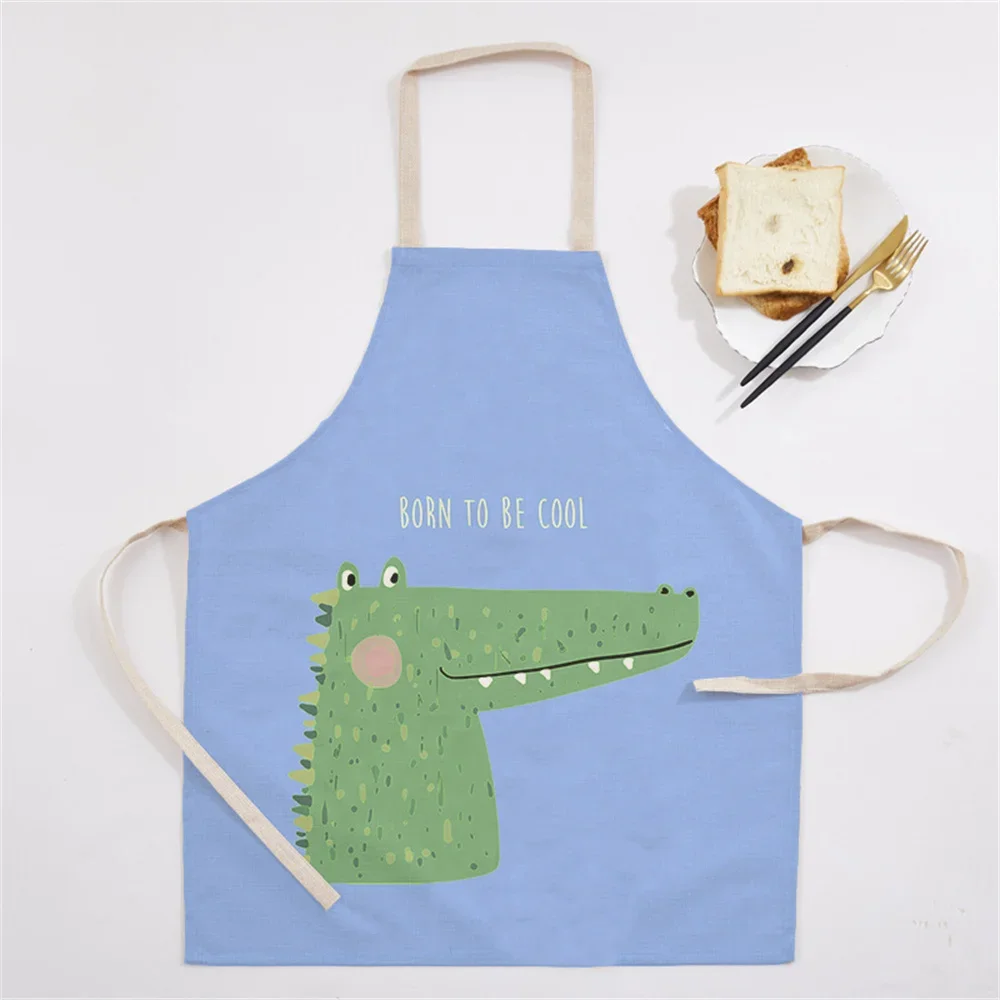 Cartoon Rabbit Floral Kitchen Ladies Apron Home Cleaning Fun Painting Aprons Cat Animal Home Cooking Baking Adult Children Bib