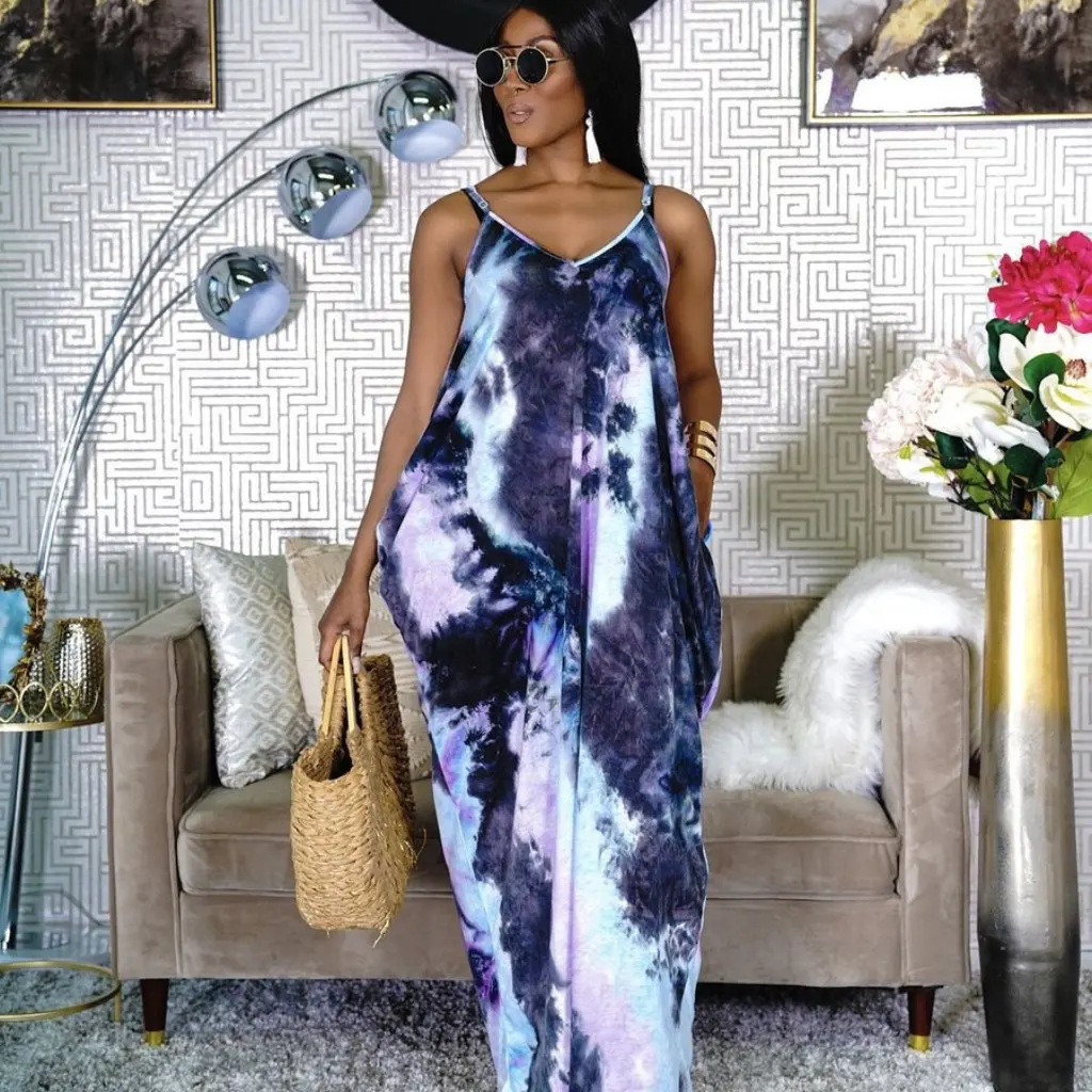 SMR10480 Sommer Casual Lose Ärmelloses Kleid mit V-ausschnitt Neue Europäische Und Amerikanische Mode Stil für Frauen