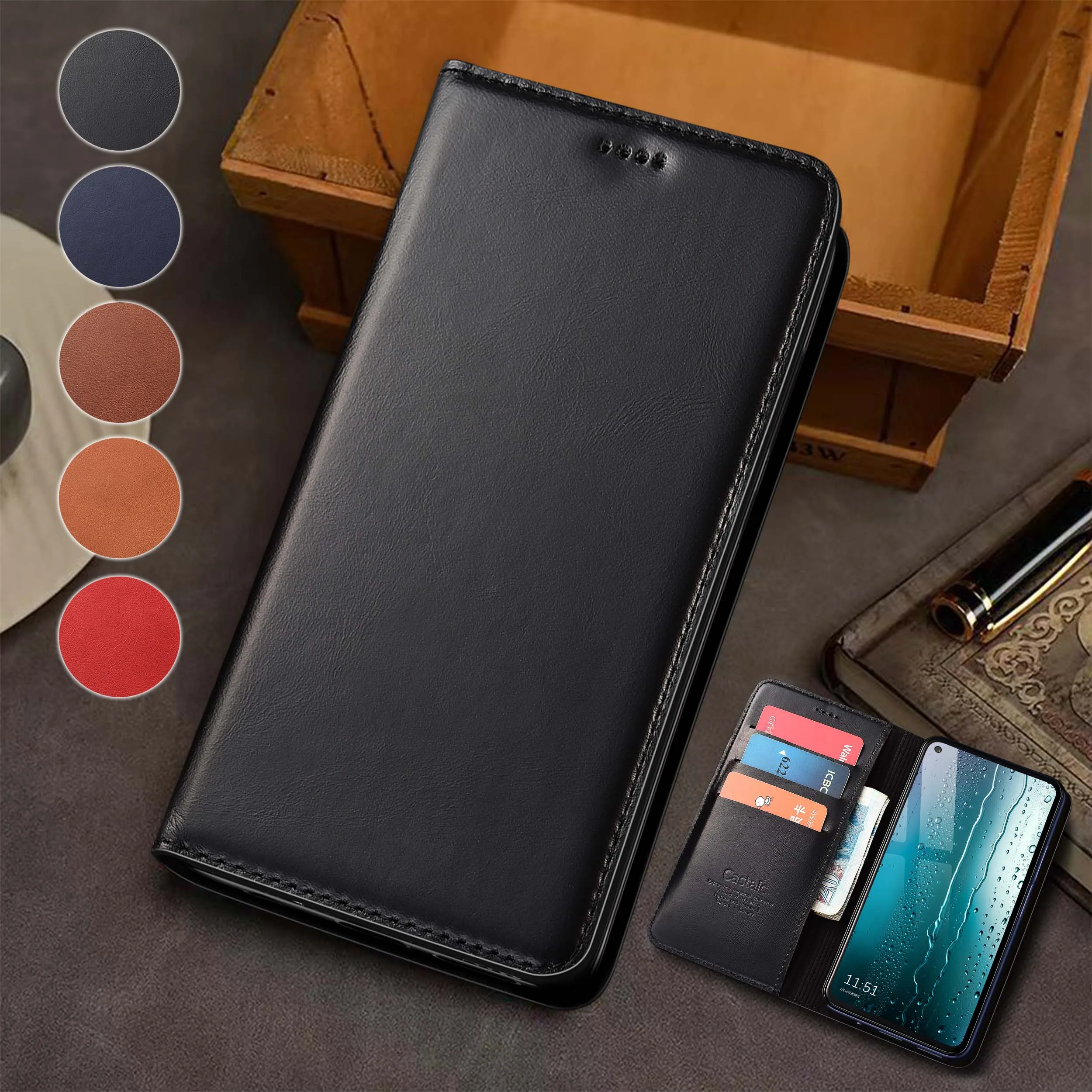 

For Samsung Galaxy M13 M23 M33 M53 M55 M14 M15 M34 M54 4G 5G Wax Drop Pattern Of Genuine Leather Flip Phone Cover Case Cowhide