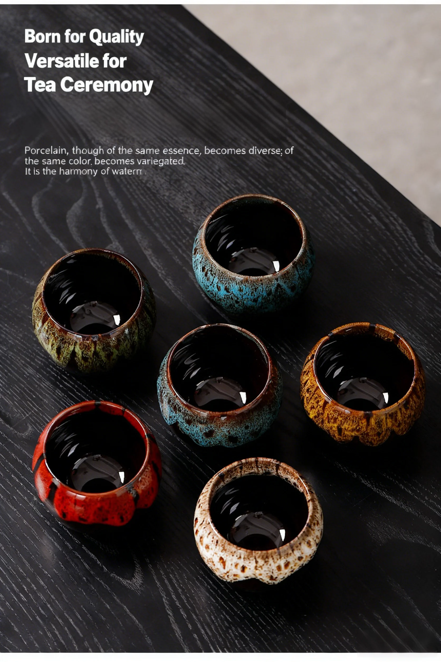 Five Elements Kiln Change Ceramic Tea Cup Set Chinese Kung Fu Porcelain Mugs Gift Box Packaging Coffee Tableware Eco-Friendly