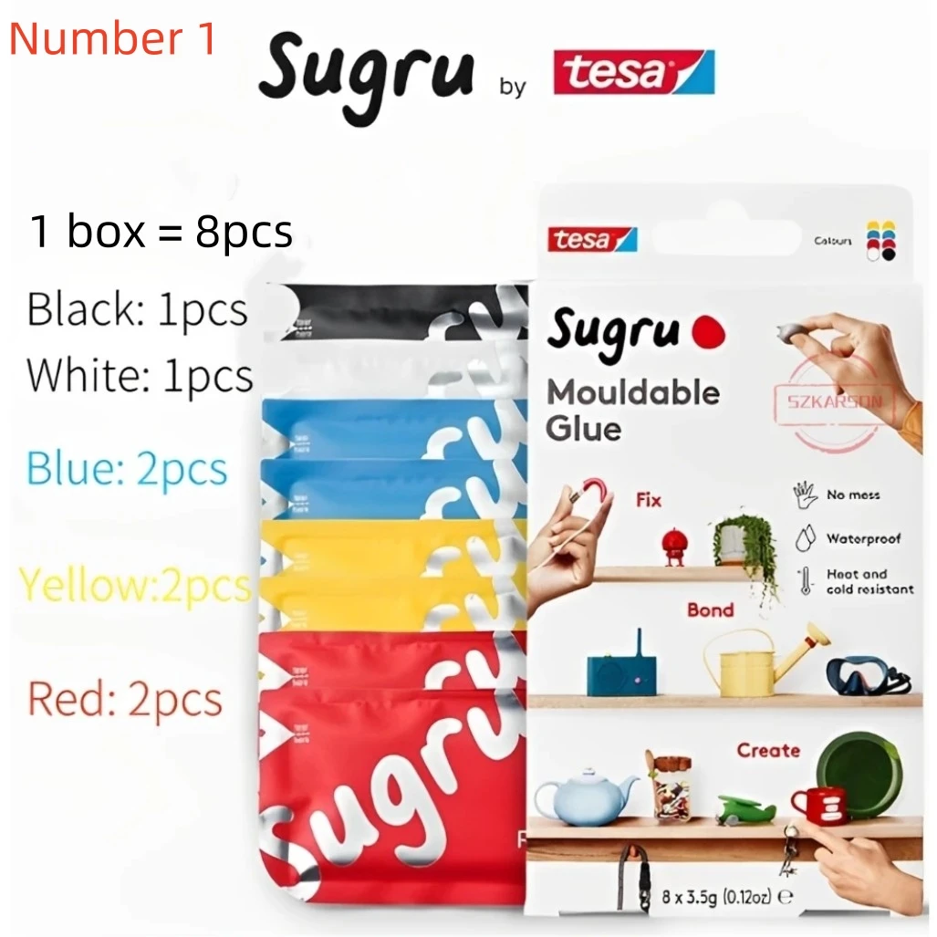 1 Box=8 Pcs Tesa Sugru Mouldable Glue - Waterproof Glue for Home Improvement for Fixing, Making & DIY