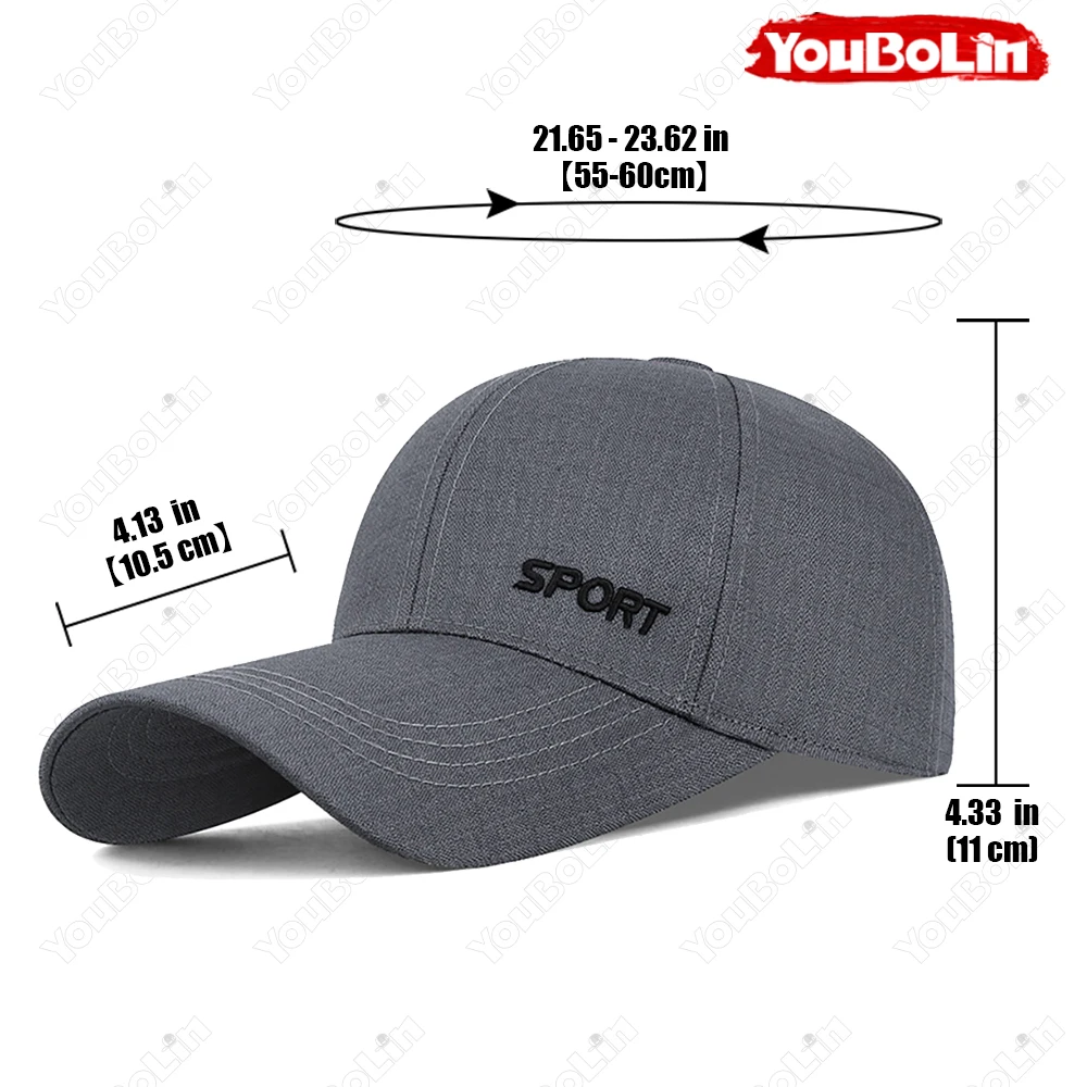 Dad Hats Oversized Brim Baseball Cap-Breathable Solid Color Sports Hat with Minimalist Embroidery, Hiking, Running & Daily Wear