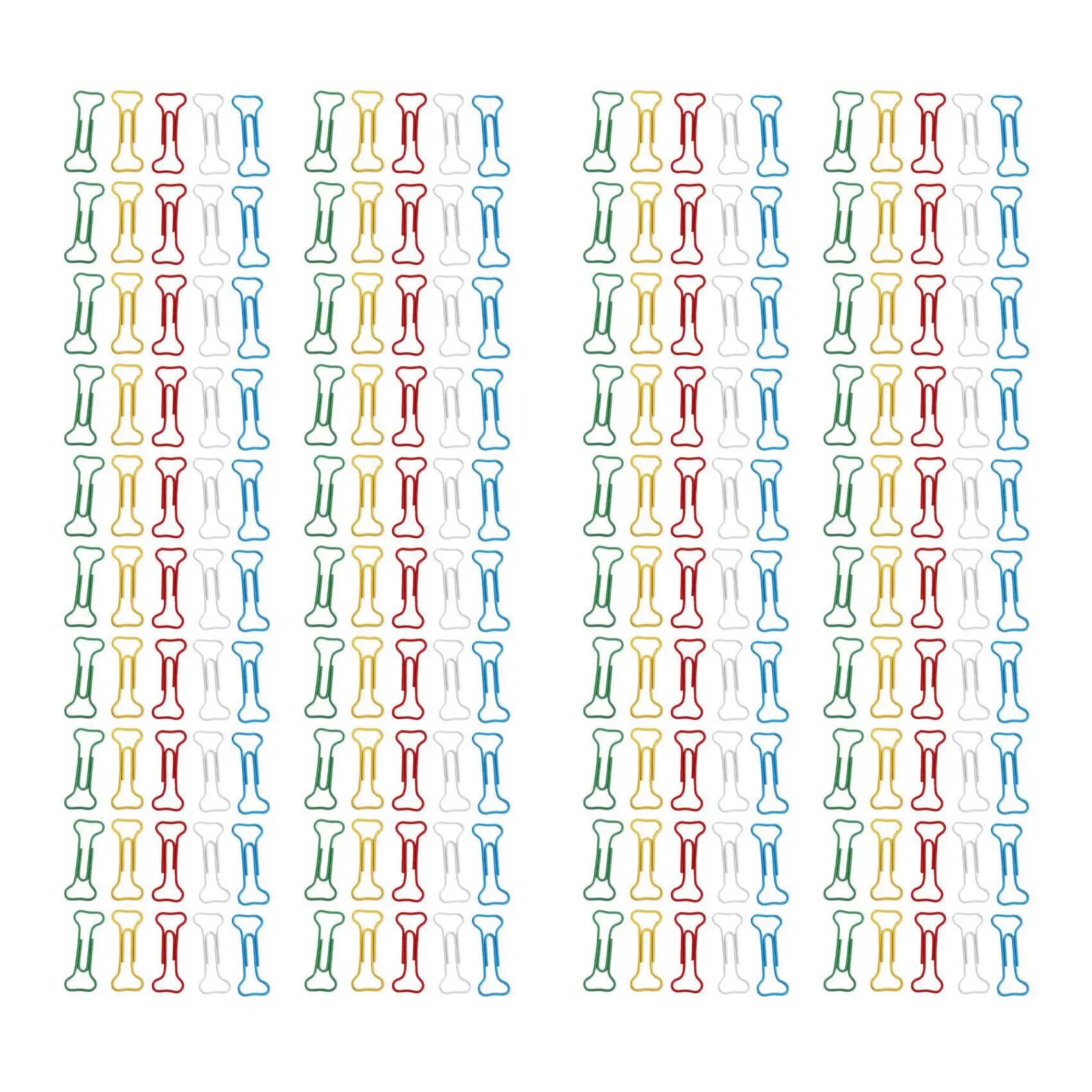 200Pcs Bone Shape Multicolor Metal Paper Clips