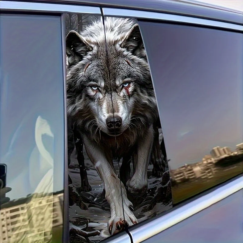 

Wolf King car sticker set (2 sheets), easy to paste and remove, designed for B-pillar protection, car decals