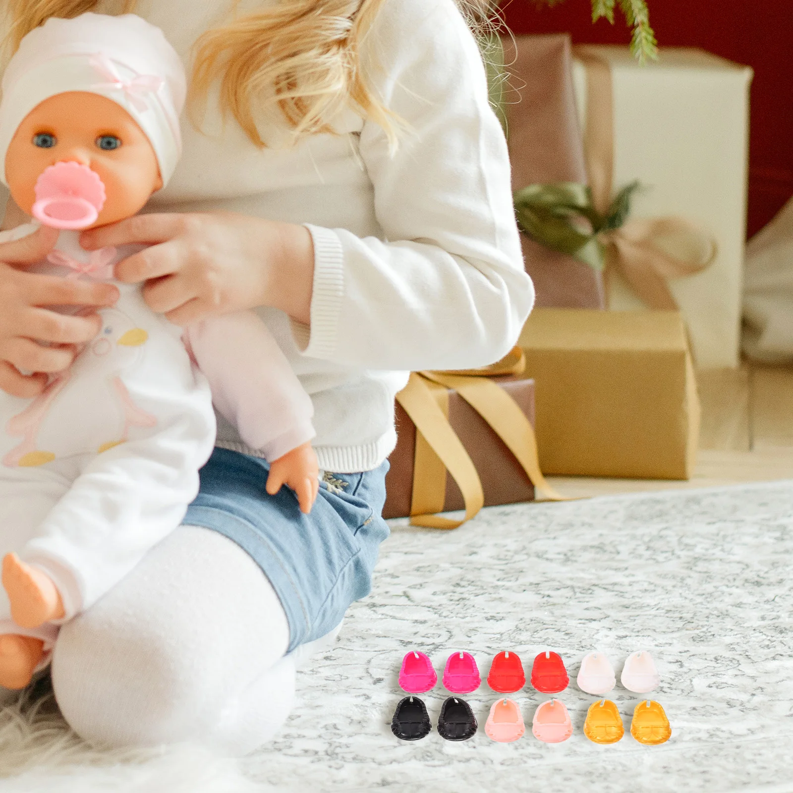 

Mini Shoes Adorable Flat Design Multiple Colors Comfortable Display for Dollhouse Accessories Micro Landscape