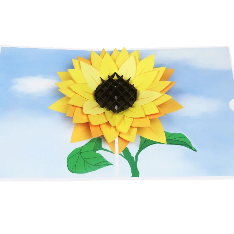 Hot Selling Exclusive Pop Up Card Creative Fall Wreath Sun Flowers Thanksgiving Cards Greeting With Envelope