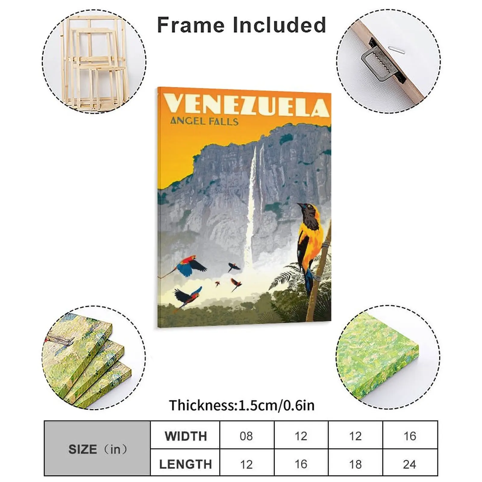 Visit Old Venezuela Tourism Angel Jump I Cool Poster Canvas Painting Party Printing Print Create Framed Wall Paintings