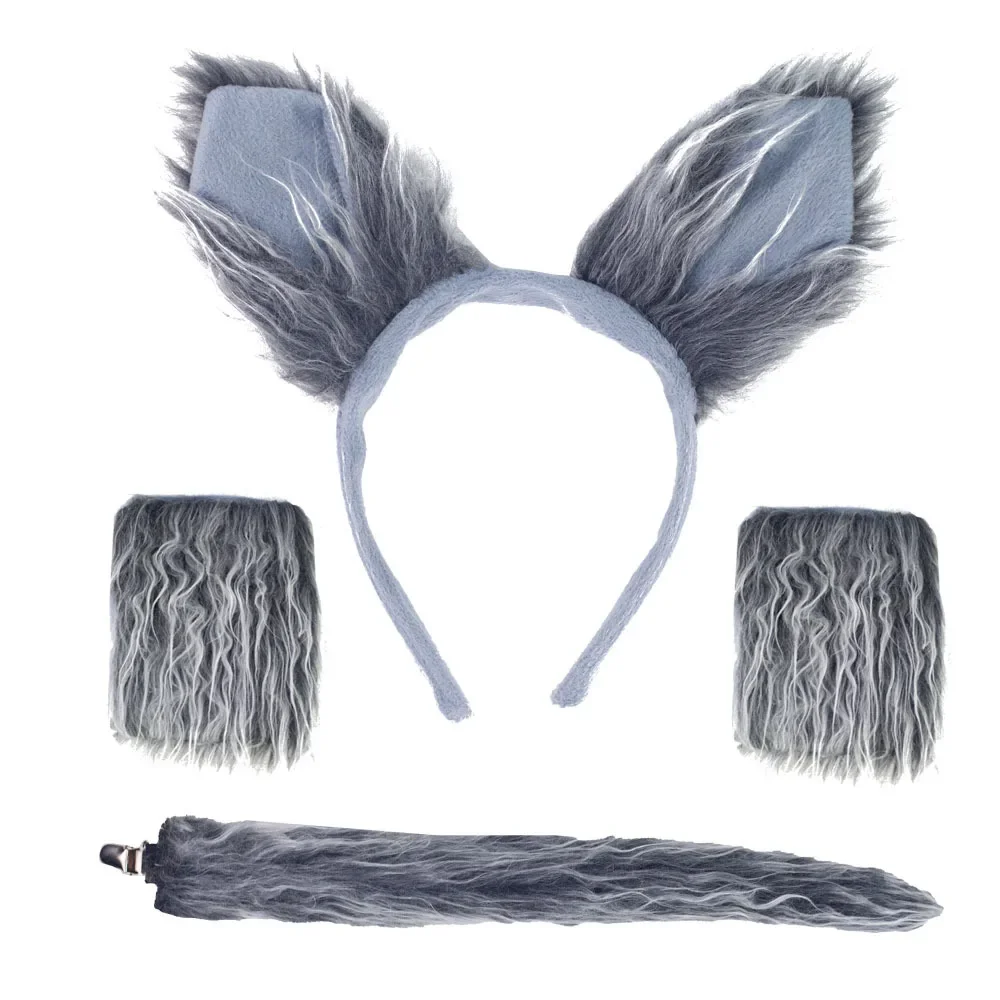 Funny Party Wolf Costume Accessories Halloween Ears Tail Set