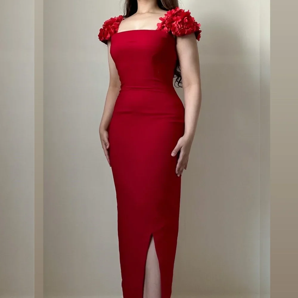 

Sizes Available Jersey Sheath Square Neck Midi Dresses Cocktail Dresses Classic Exquisite Modern Style Pastrol Chinese Style