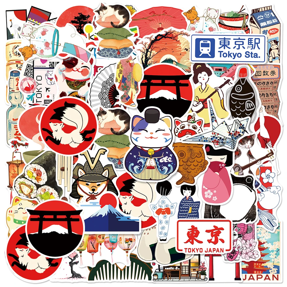 10/30/50pcs Japanese Landscape Cartoon Stickers Decals Waterproof Graffiti Scrapbooking Stationery Phone Retro Sticker Gifts