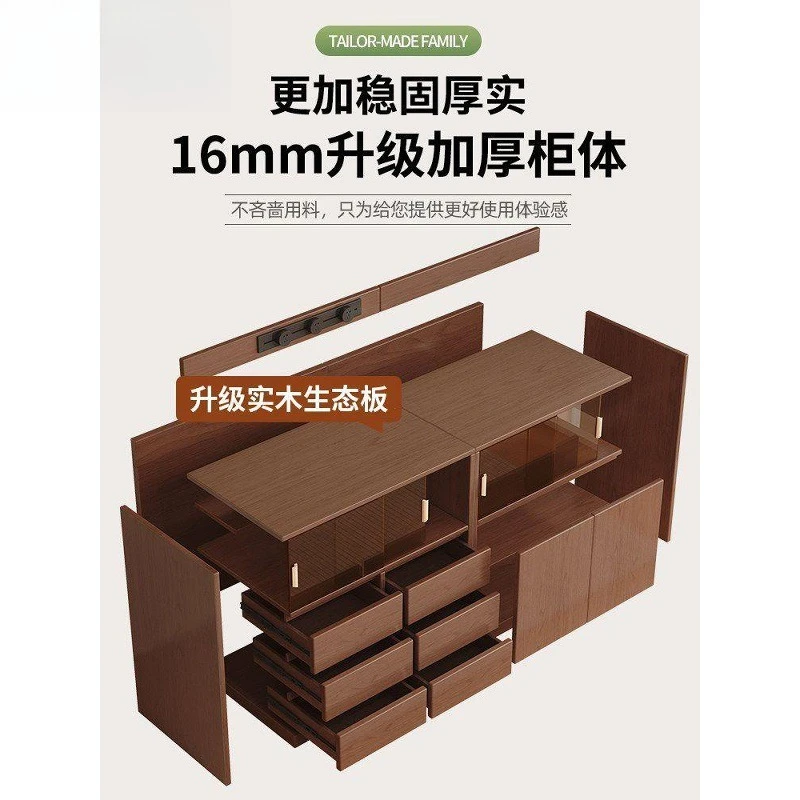 Solid wood dining side home storage combination kitchen living room display cabinet