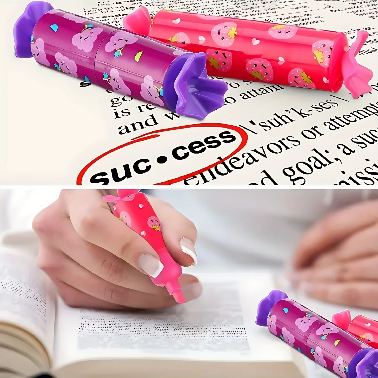 6 قطع من قلم تحديد الحلوى الباستيل الملون الصغير، قلم تحديد لطيف برأس إزميل، مذكرات ملصق لحفلات أعياد الميلاد