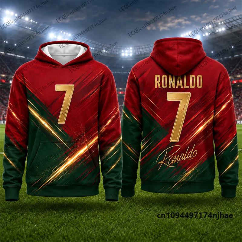 Neuer 2026 Special Ronaldo # 7 bedruckte Hoodies für Kinder, Herbst, Langarm-Sportbekleidung, Fußball-Pullover, Sport-Oberteile für Kinder/Erwachsene – Detail 4