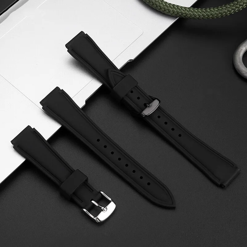 Black silicone strap for Casiok watch AE1200/1300 A159 A158 W-218 SGW-300H LA-680 series soft silicone watchband bracelet 18mm