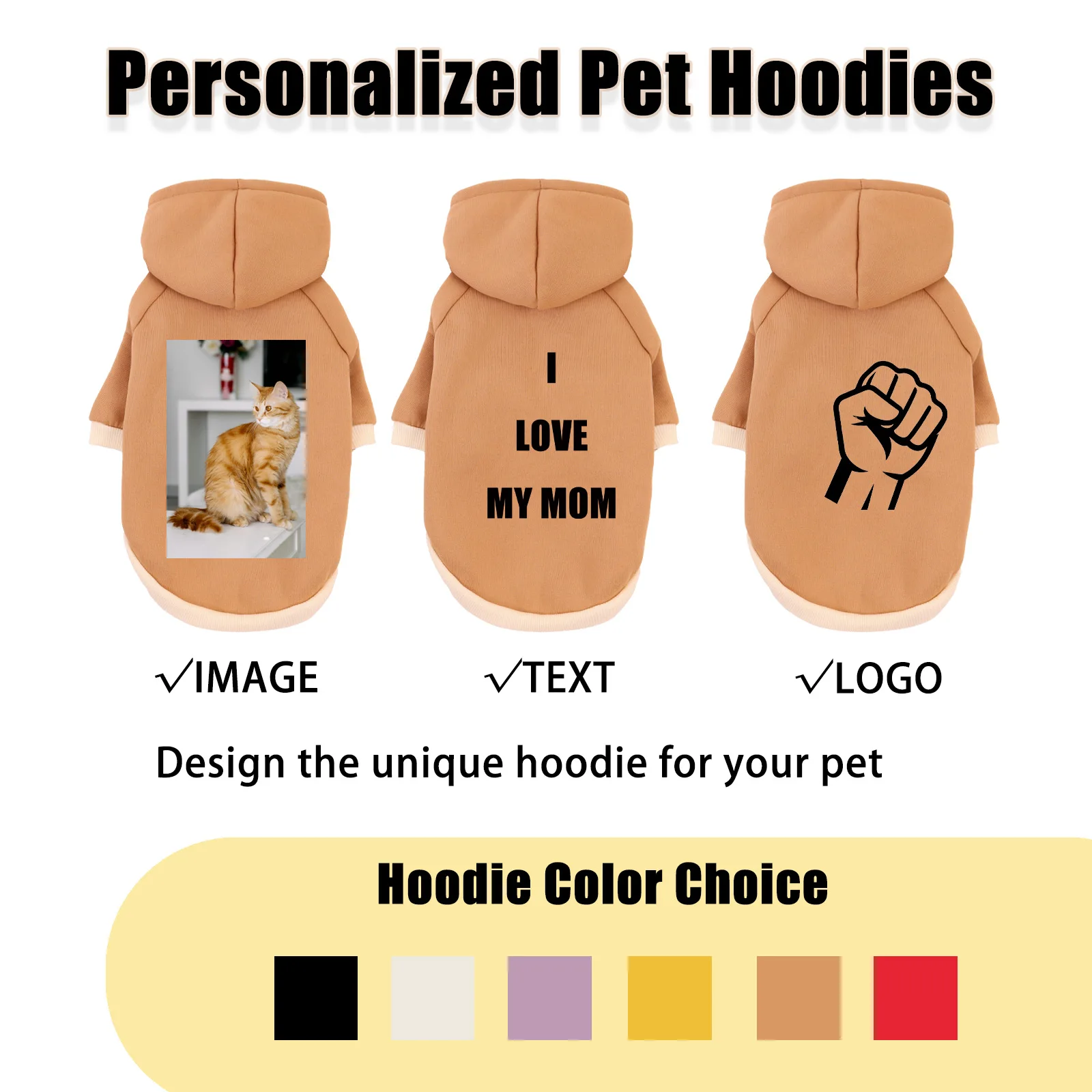 Customized Pet Hooded Sweatshirt Cats & Dogs Winter Warm Clothes Large-Sized Dog Clothing Teddy Golden Retriever All Cats
