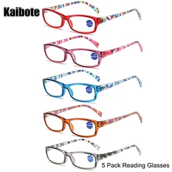 5 Pcs Anti Blue Light Reading Glasses a Lot for Women Fashion Small Frame Spring Hinge High Quality Presbyopic Eyeglasses Unisex