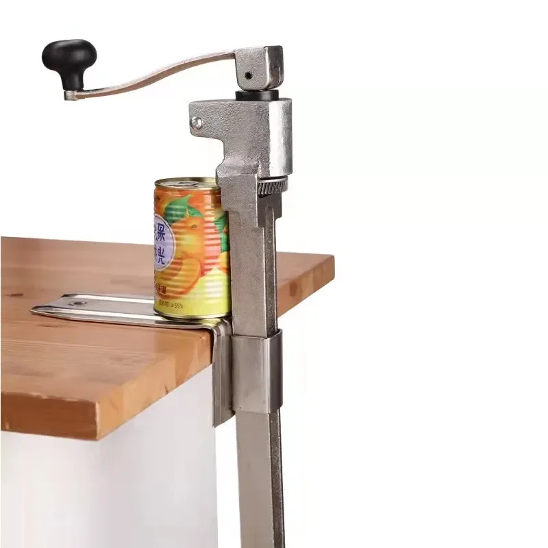 Manual Tin Can Opener Desktop Rotary Style Heavy Duty Stainless Steel Kitchen Tool for Opening Cans Easy Use Durable Design