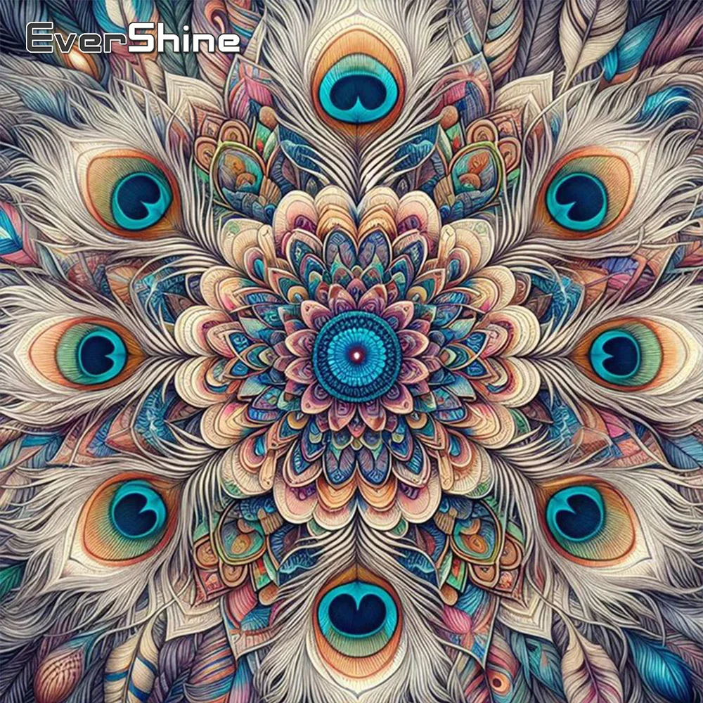 Evershine Diamond Painting Peacock Tail Rhinestones Picture Diamond Mosaic Animal Embroidery Cross Stitch Handmade Gift