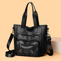 2025 New Large-capacity Soft Leather Fashion Shoulder Middle-aged Mother Bags Retro Simple PU High-end Portable Bag Sac A main