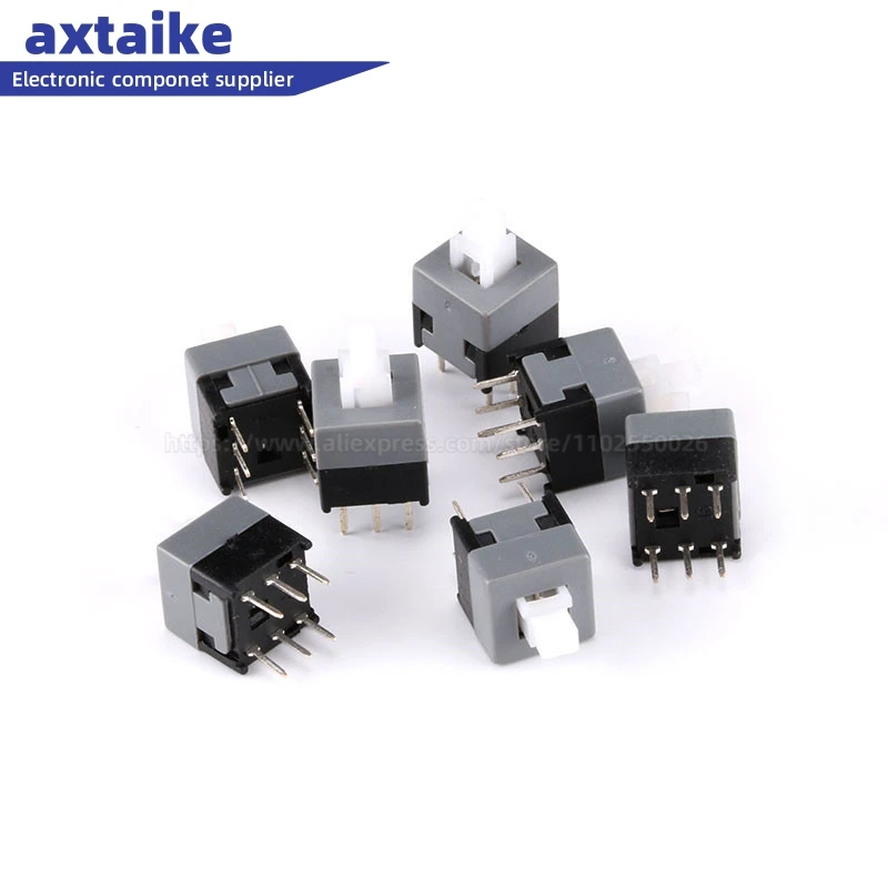 10PCS 5.8*5.8 7*7 8*8 8.5*8.5mm Self Locking Push Tactile Power Micro Switch Kit 6 Pin Button Switches Unlocked Blue White Gray