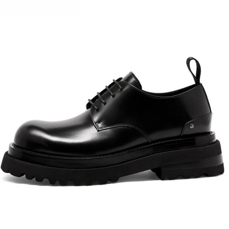 Men's Dress Shoes Genuine Leather Business Casual Thick Soled Derby Shoes Male Soft and Comfortable Breathable Sheepskin Lining