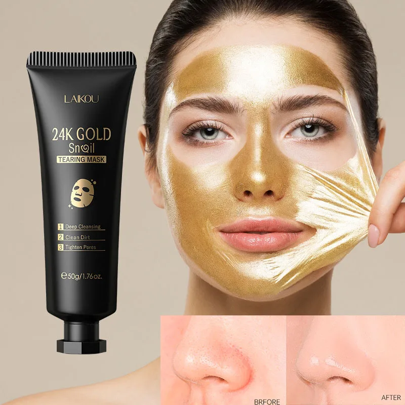 

LAIKOU 24K gold foil snail tearing mask 50g hydrating moisturizing delicate pores oil control deep cleaning and skin care