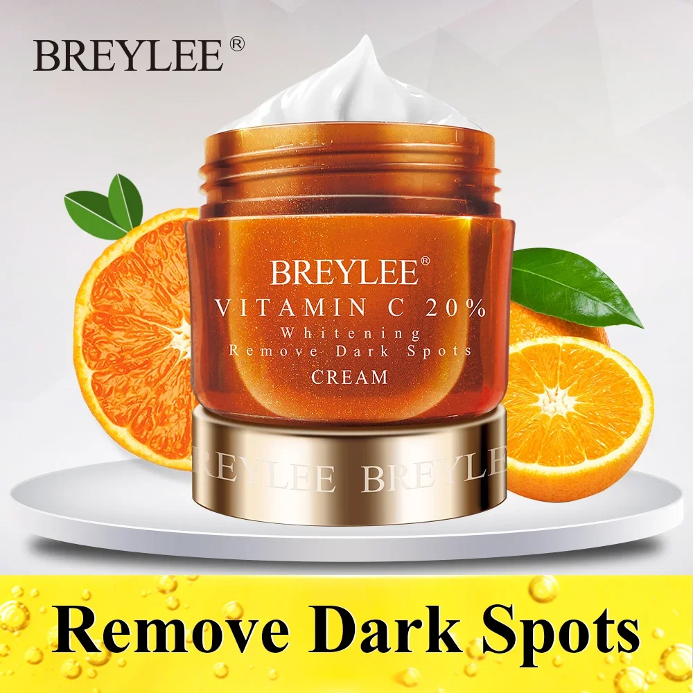 BREYLEE Vitamin C 20% VC Bleaching Gesichts Creme Reparatur Verblassen Sommersprossen Entfernen Dunkle Flecken Melanin Entferner Aufhellung Gesicht Creme