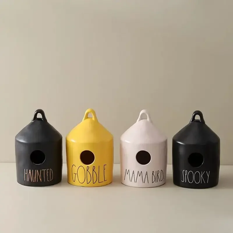 Creative Outdoor Courtyard Garden Ceramic Bird's Nest Pendant Bird House Modeling Storage Tank Ornaments Decoration Accessories