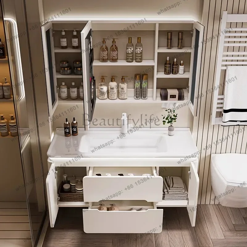 ld Bathroom Mirror Cabinet Ceramic Basin Bathroom Drawers  Cabinets Modern Home Decor Door Back Storage Corner Shelves