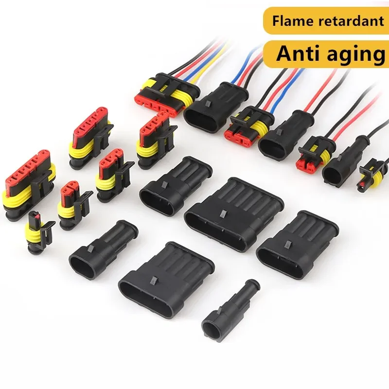 1/2/3/4/5/6 Way PBT Flame Retardant Material AMP Seal Waterproof Electrical Wire Connector Plug for Car Waterproof Connector