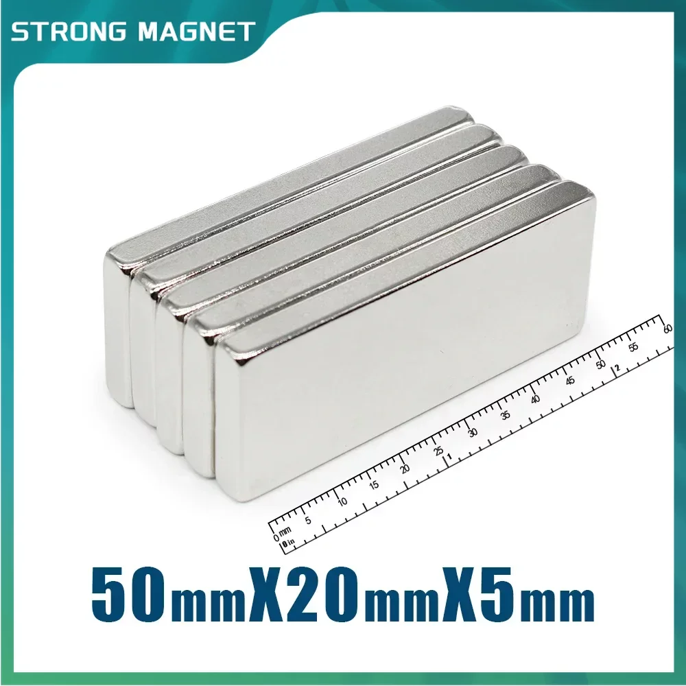 1/2/5/10PCS 50x20x5mm Quadrate Super Strong Powerful Magnets N35 Block Rectangular Neodymium Magnet Permanent Magnets