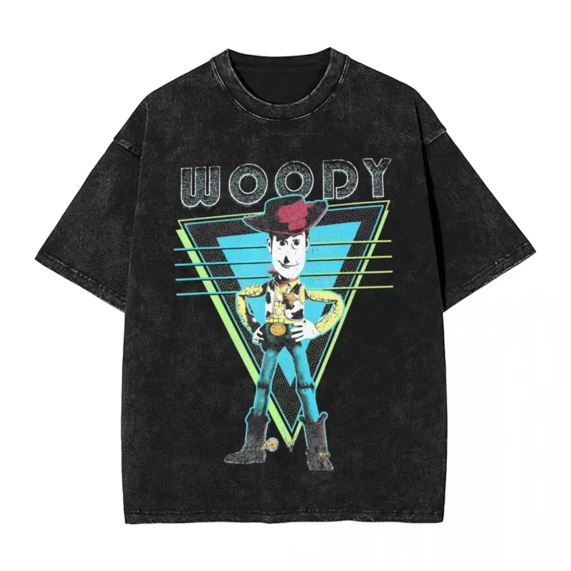 

Disney Washed T-shirt Pizza Planet Toy Story Fashion T-shirt Oversized Fashion Street Cotton Summer Top Men and Women T-shirts