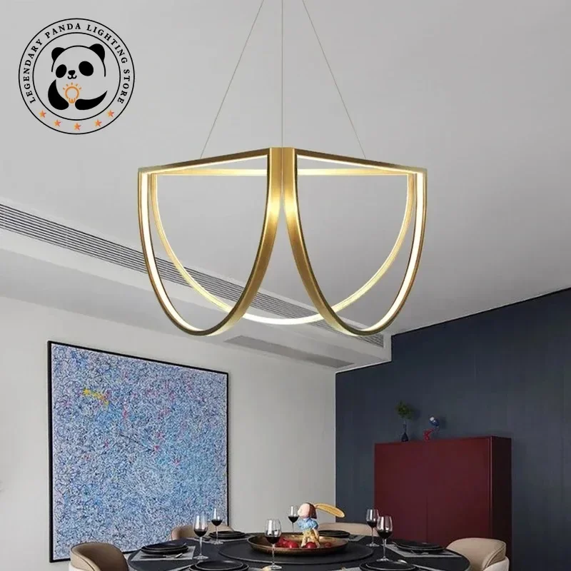 lustres de teto metalicos minimalistas half circle pendant lamps light for dining hall sala de estar hotel designer light 01